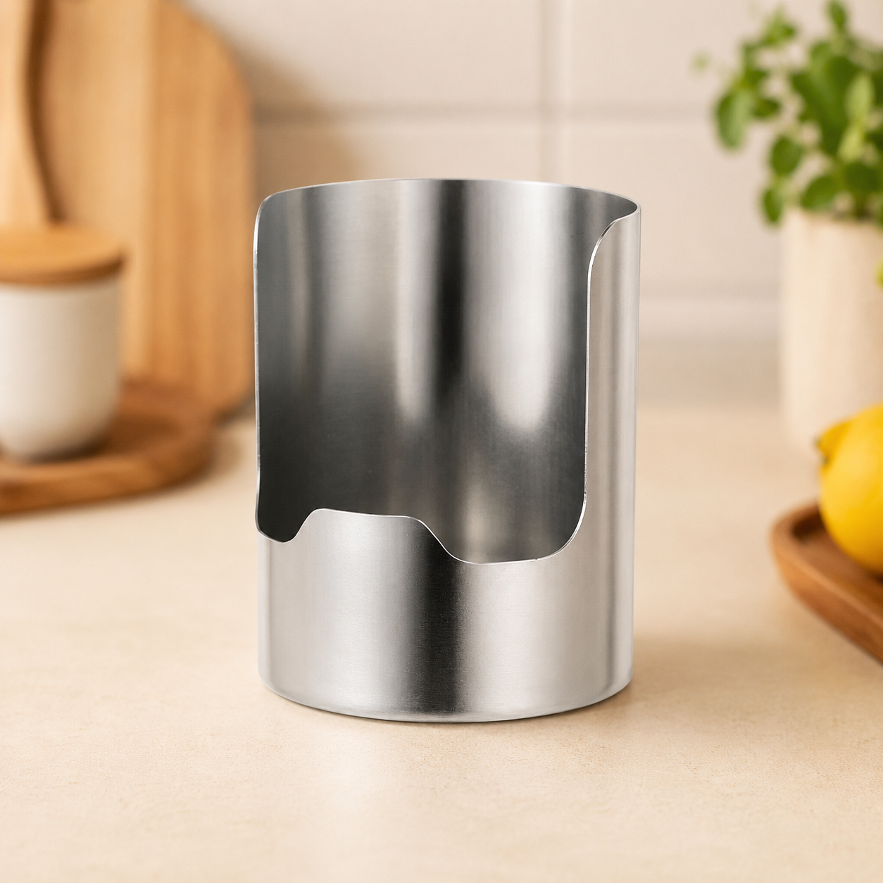 🍴 Stainless Steel Utensil Organizer with Drain Notch