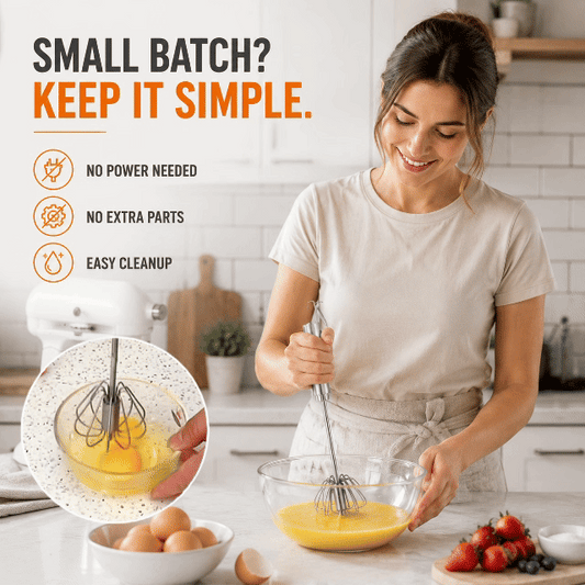 🥄✨LAST DAY 50% OFF ✨Orodira®Stainless Steel Hand-Push Rotary Whisk – Effortless Mixing in Seconds!