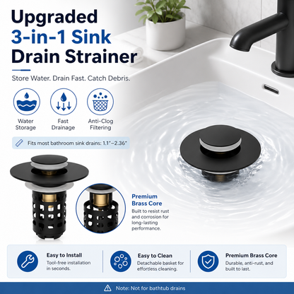 🔥The Ultimate 3-in-1 Pop-Up Sink Strainer