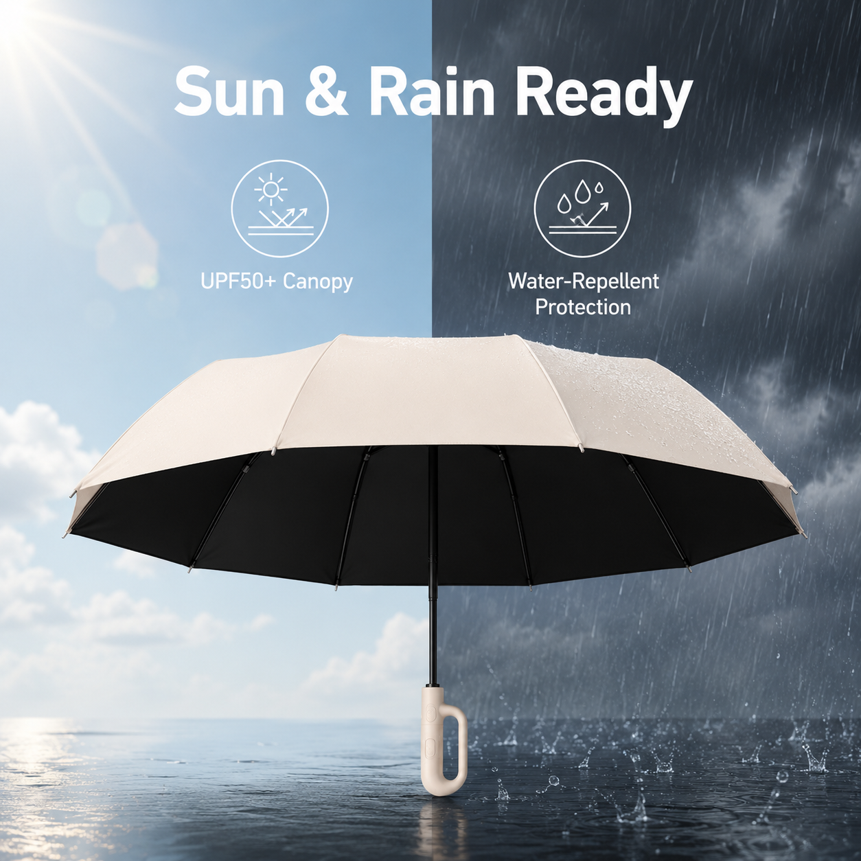 ☔ Automatic Open-Close Umbrella with Clip Handle