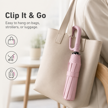 ☔ Automatic Open-Close Umbrella with Clip Handle
