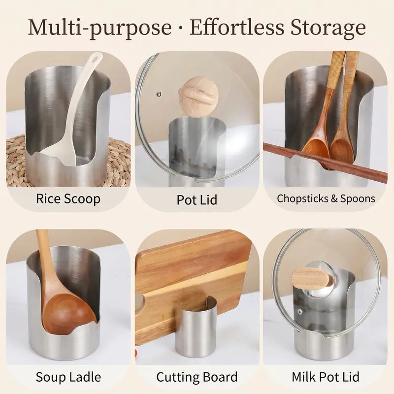 🍴 Stainless Steel Utensil Organizer with Drain Notch