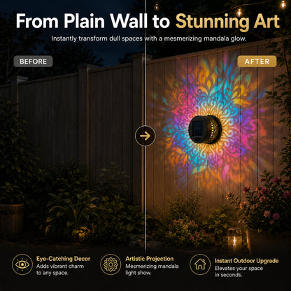 🏡☀️Seven-Color Changing Solar Mandala Projection Wall Light