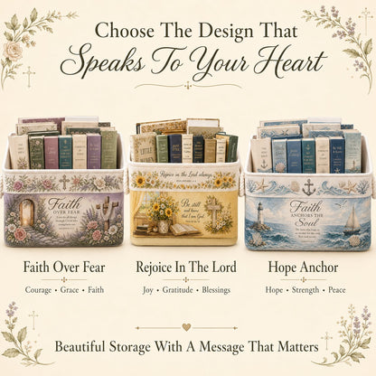 ✝️ Faith-Inspired Foldable Storage Basket – 3 Scripture Designs