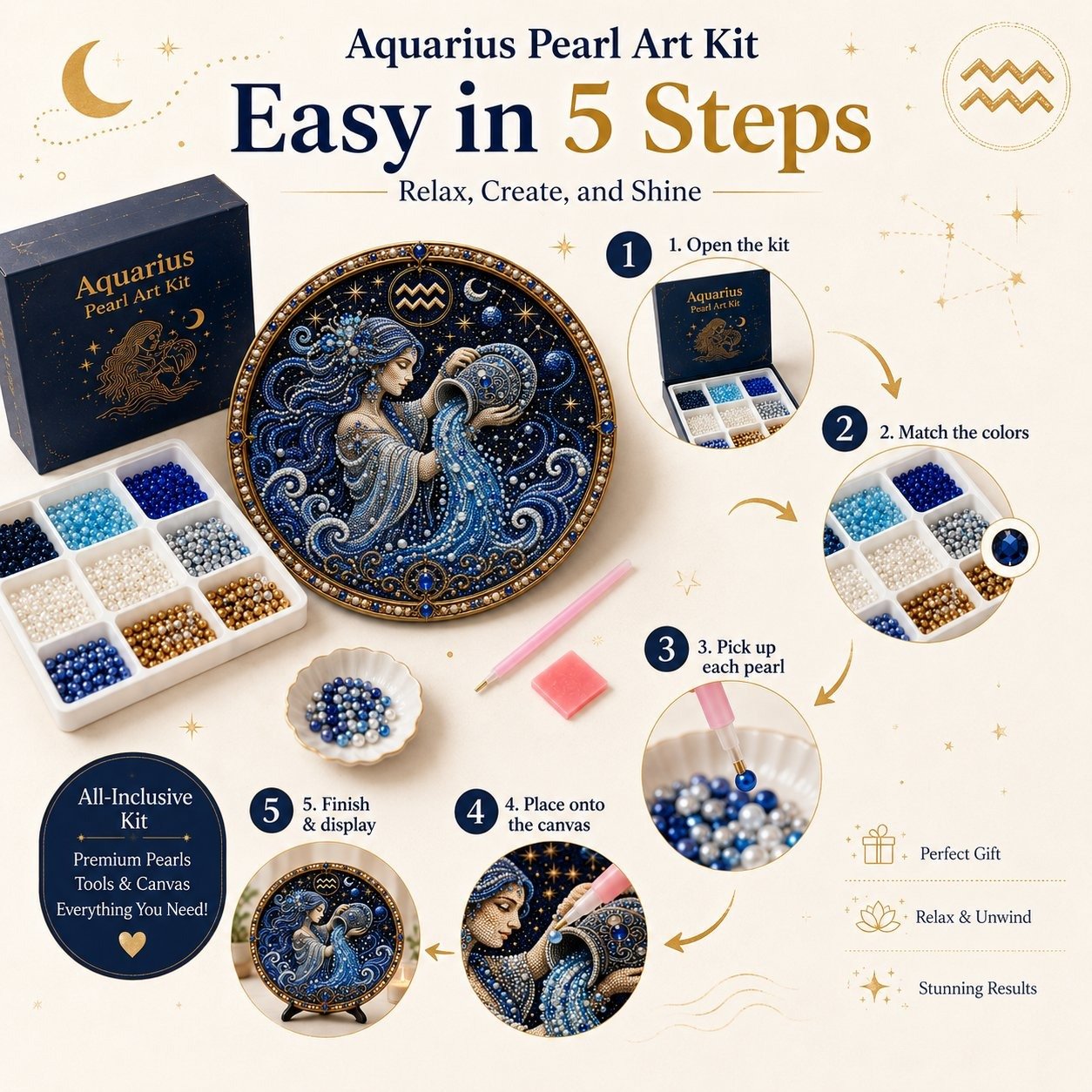 ♈ 12-Sign Zodiac Pearl Art DIY Kit – Create Your Sparkling Sign UPSELL