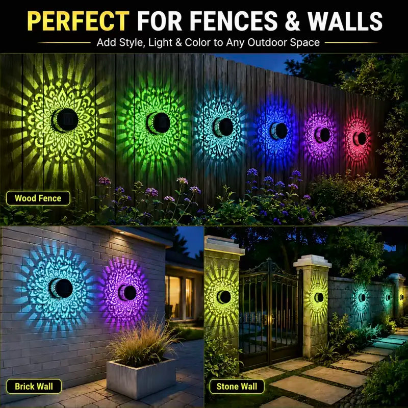 🏡☀️Seven-Color Changing Solar Mandala Projection Wall Light