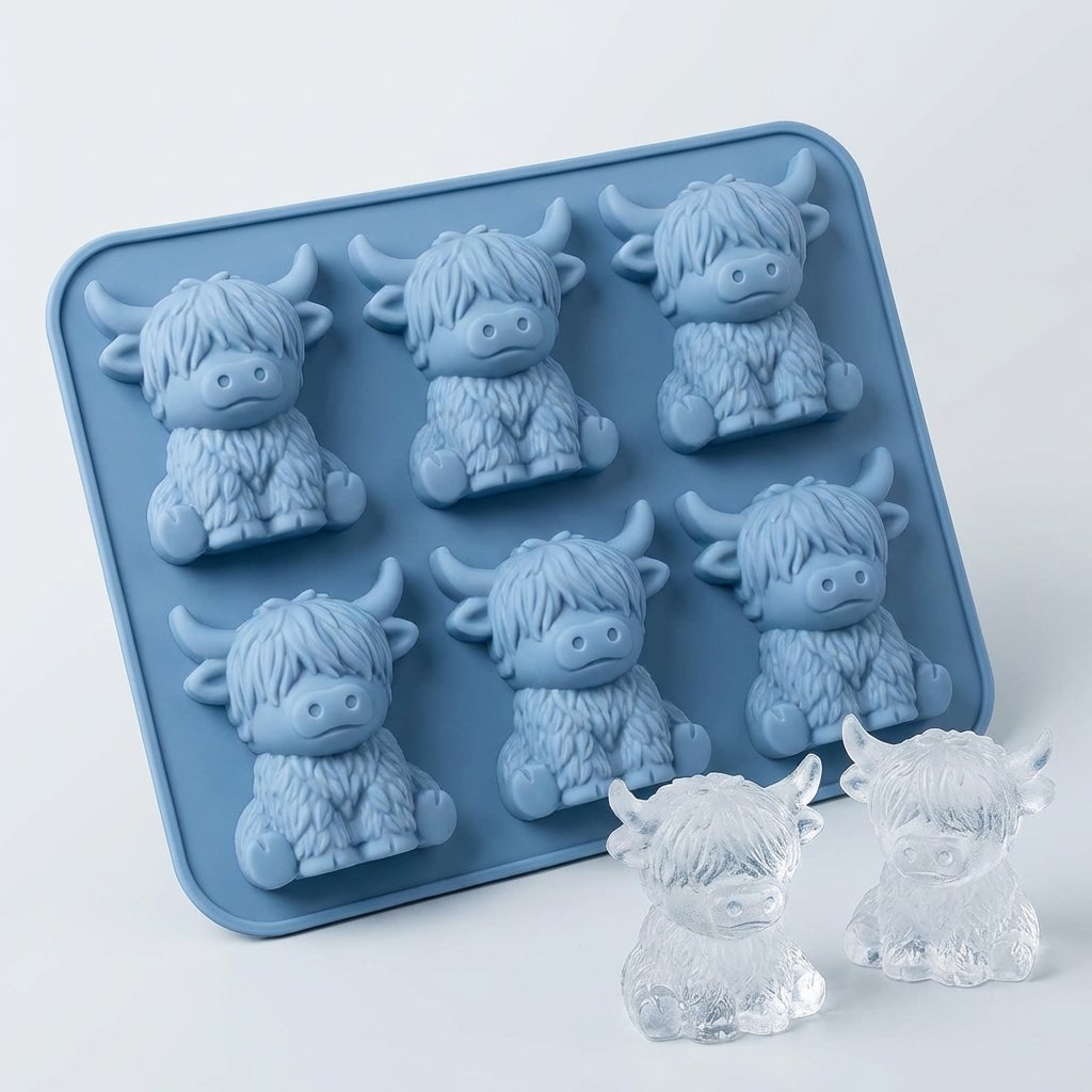 Orodira®🐮Mini Highland Cow Ice Cube & Dessert Mold🍪Cute 3D Ice for Drinks, Parties & Gifts💕