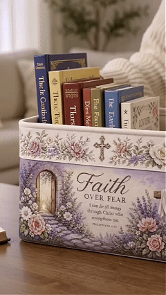 ✝️ Faith-Inspired Foldable Storage Basket – 3 Scripture Designs