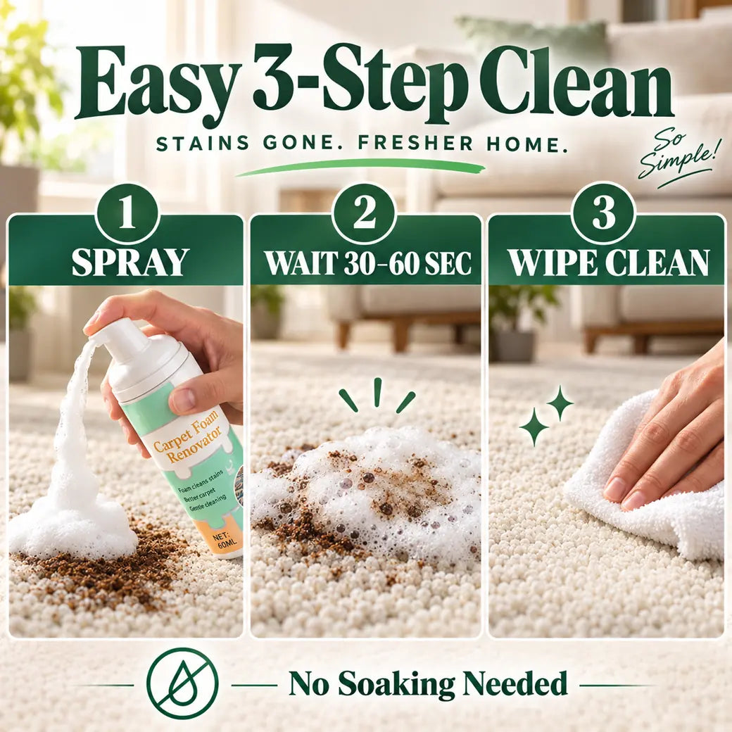 Dluvivo easy three step clean spray wait 30 to 60 seconds and wipe clean