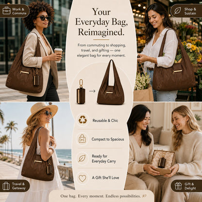 👜Orodira® Pocket-Sized Foldable Tote – Clips to Your Keys and Opens in Seconds