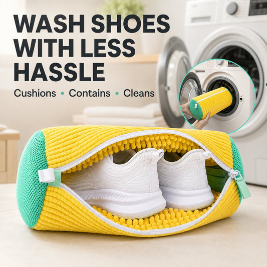 👟 Chenille Shoe Washing Bag – Gentle 360° Cleaning