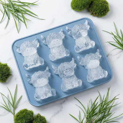 Orodira®🐮Mini Highland Cow Ice Cube & Dessert Mold🍪Cute 3D Ice for Drinks, Parties & Gifts💕