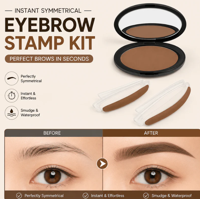 💞LAST DAY 75% OFF ✨Instant Symmetrical Eyebrow Stamp Kit – Effortless Waterproof Brow Powder Makeup