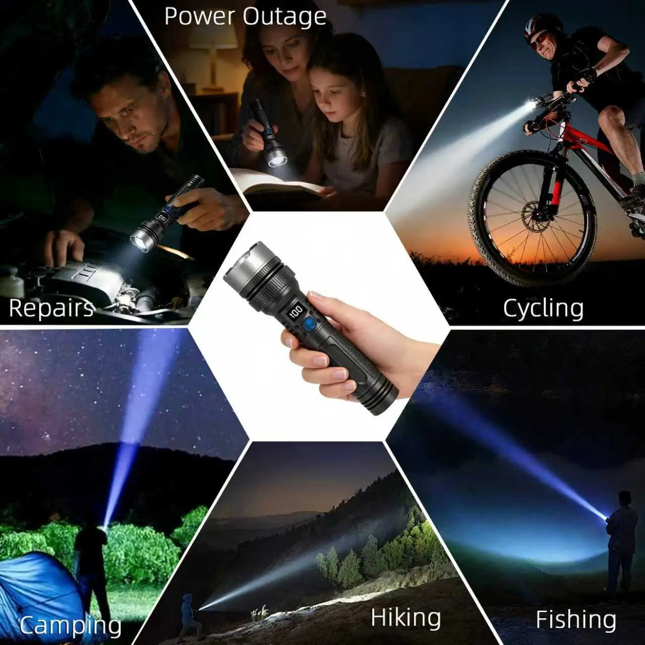 🔦2-in-1 Rechargeable Flashlight & Emergency Power Bank