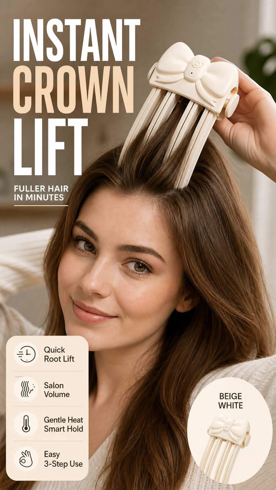 ✨ Wireless Heated Root Lift Clip – Quick Crown Volume at Home