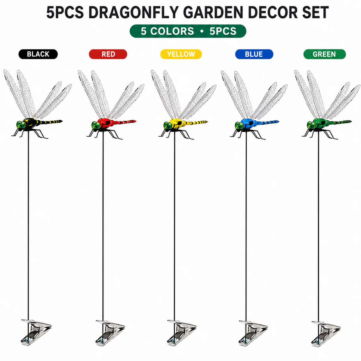 Orodira®✨Outdoor Fake Dragonfly Rod Clip, Garden Metal Dragonfly Clip