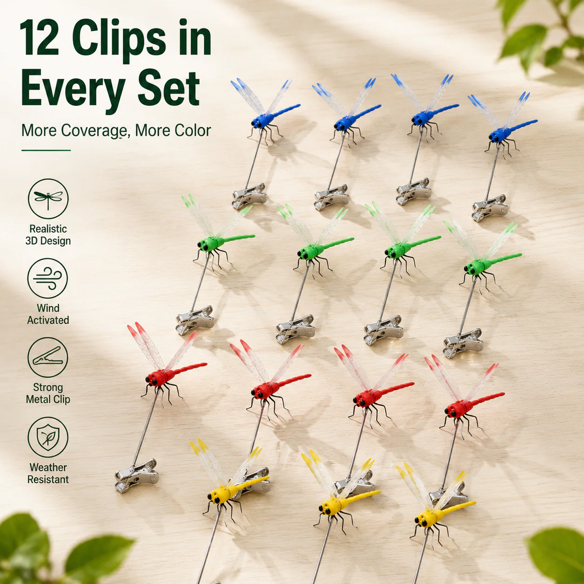 Orodira®✨Outdoor Fake Dragonfly Rod Clip, Garden Metal Dragonfly Clip