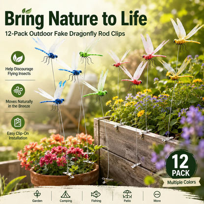 Orodira®✨Outdoor Fake Dragonfly Rod Clip, Garden Metal Dragonfly Clip