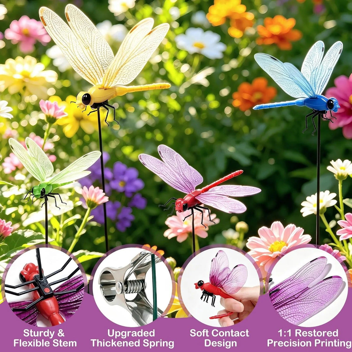 Orodira®✨Outdoor Fake Dragonfly Rod Clip, Garden Metal Dragonfly Clip