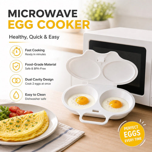 🥚 Microwave Double Egg Poacher with Lid & Handle