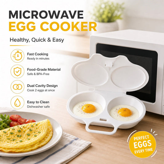 🥚 Microwave Double Egg Poacher with Lid & Handle