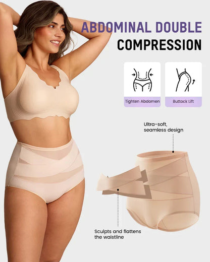 🌸Plus-Size High-Waist Cross Tummy Control Panties