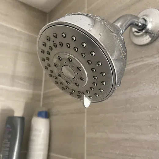 Chrome shower head with mineral buildup