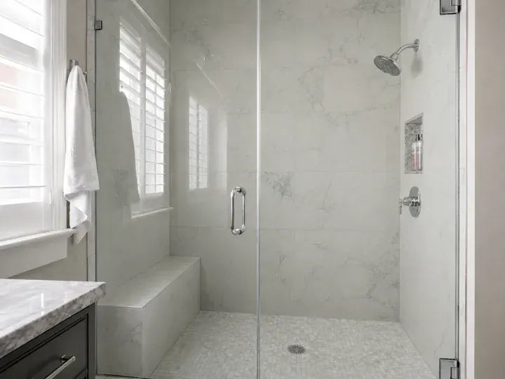 After cleaning limescale on shower glass
