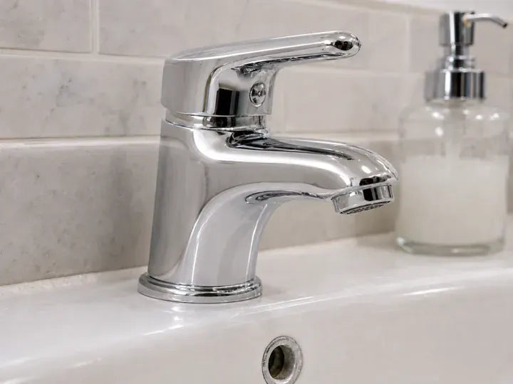 After cleaning limescale on a bathroom faucet
