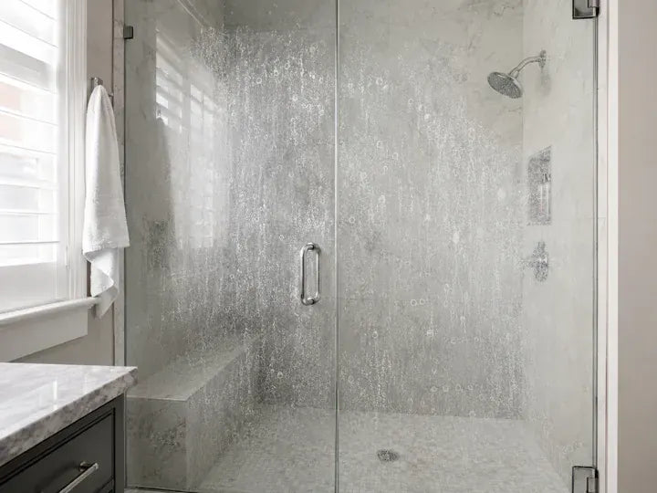 Before cleaning limescale on shower glass