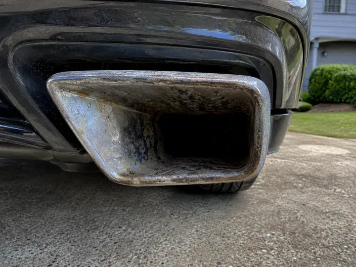 Before cleaning buildup on chrome trim
