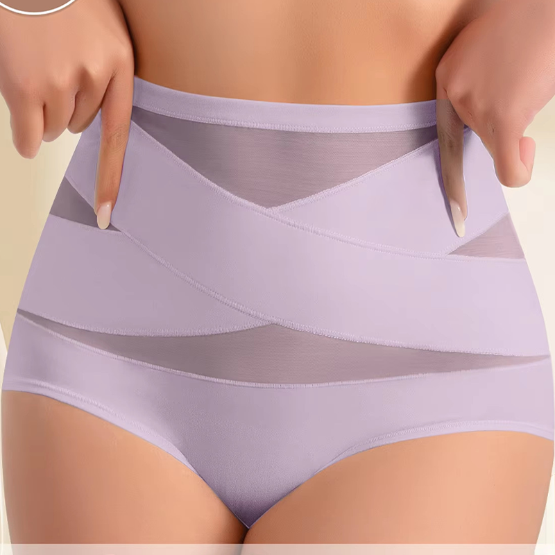🌸Plus-Size High-Waist Cross Tummy Control Panties
