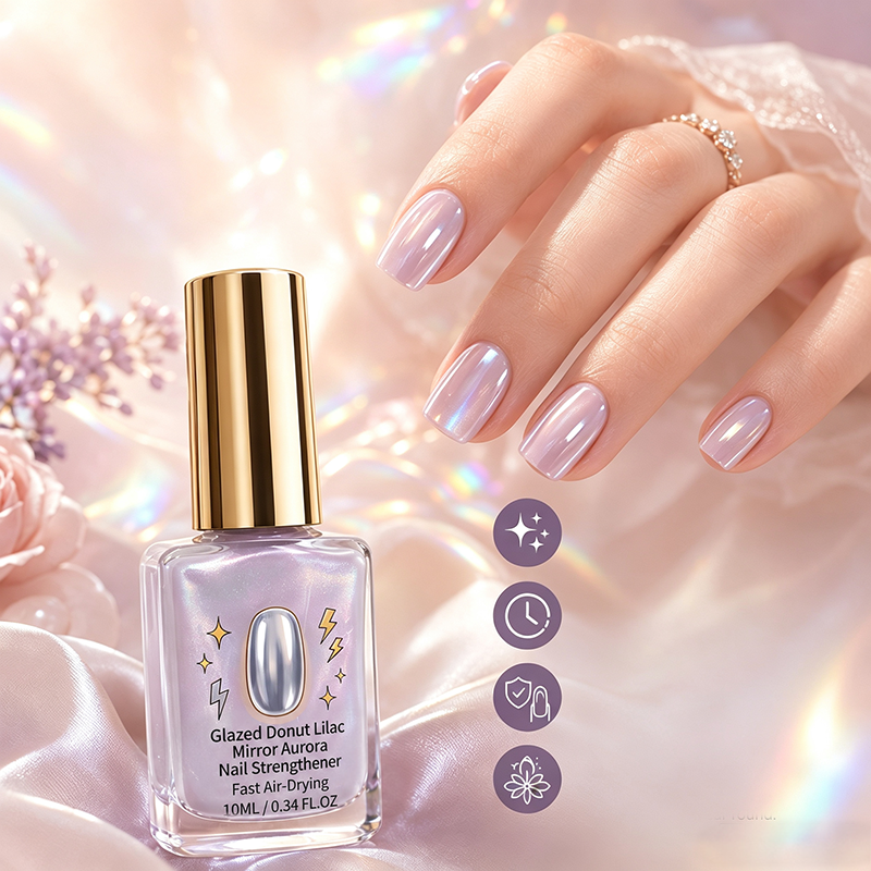 💅Lilac Mirror Nail Strengthener – Glossy Shine Without UV