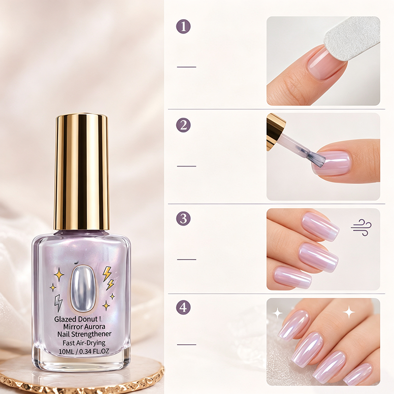 💅Lilac Mirror Nail Strengthener – Glossy Shine Without UV