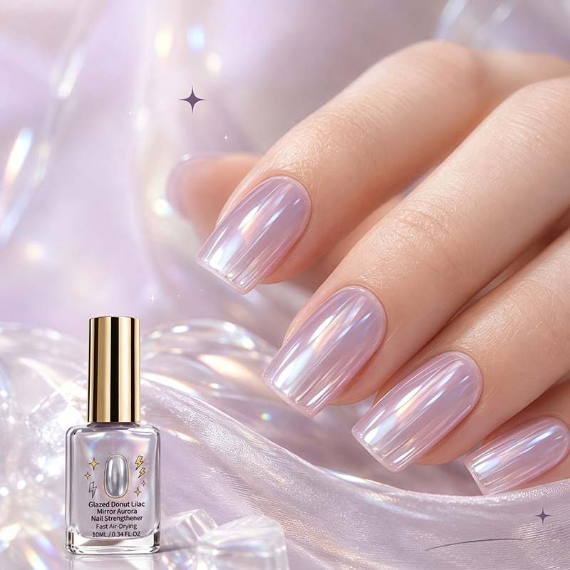 💅Lilac Mirror Nail Strengthener – Glossy Shine Without UV