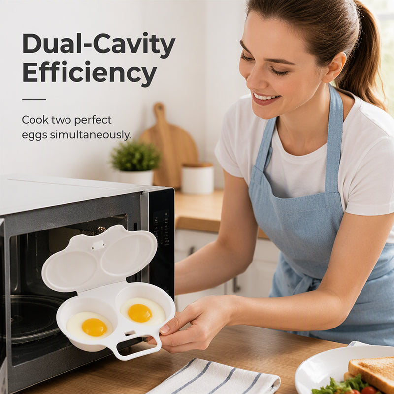 🥚 Microwave Double Egg Poacher with Lid & Handle