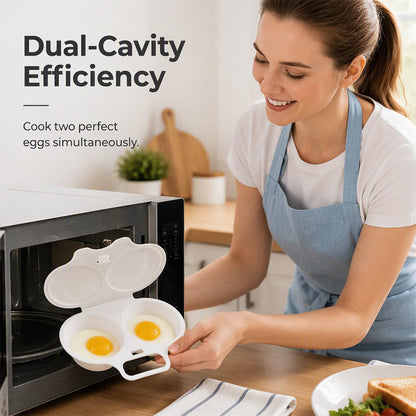 🥚 Microwave Double Egg Poacher with Lid & Handle