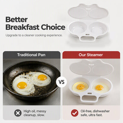 🥚 Microwave Double Egg Poacher with Lid & Handle