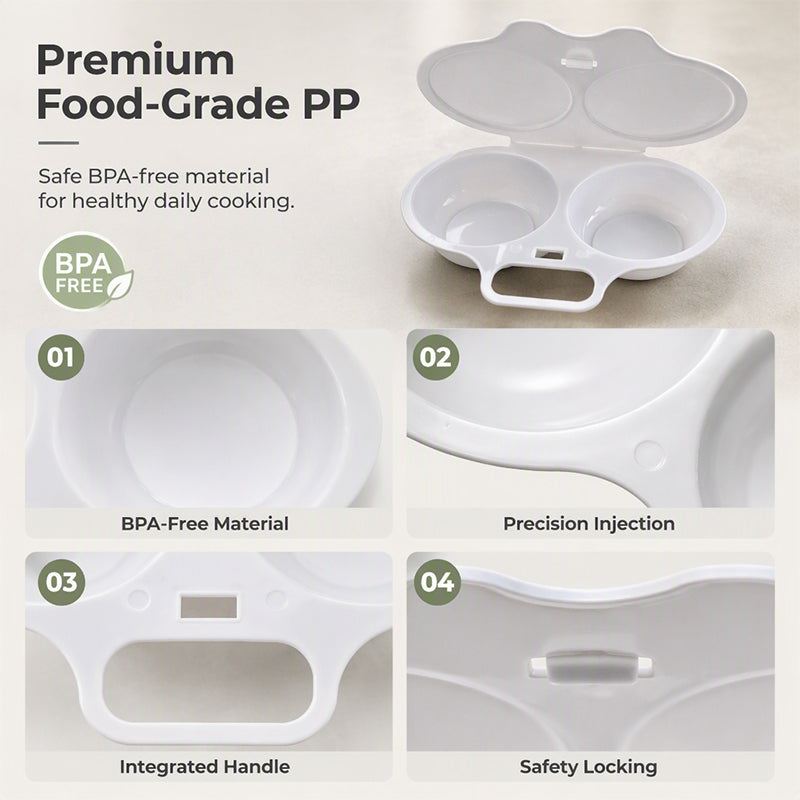 🥚 Microwave Double Egg Poacher with Lid & Handle