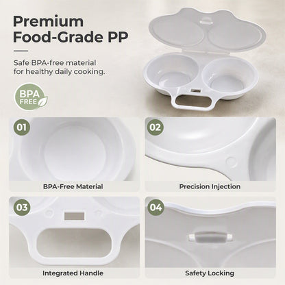 🥚 Microwave Double Egg Poacher with Lid & Handle