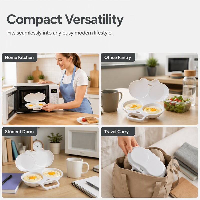 🥚 Microwave Double Egg Poacher with Lid & Handle